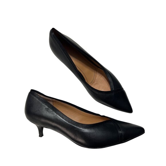 Vionic Black Leather Kitten Heel Pumps Size 10 - Picture 2 of 9